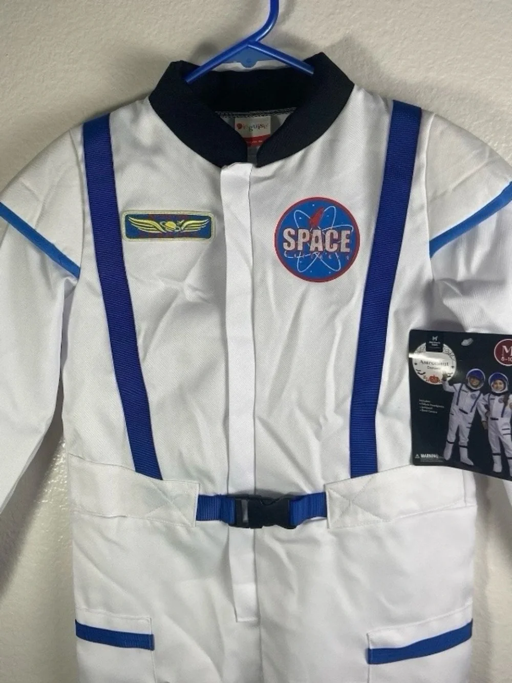 Kids White and Blue Space-Themed Jumpsuit - Brand Unspecified